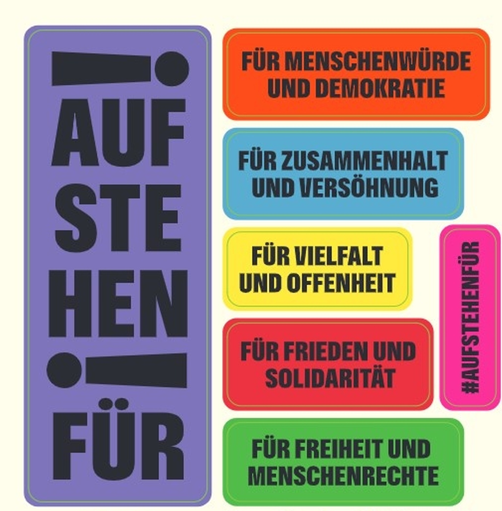 Sticker der Aktion "Aufstehen für ..."