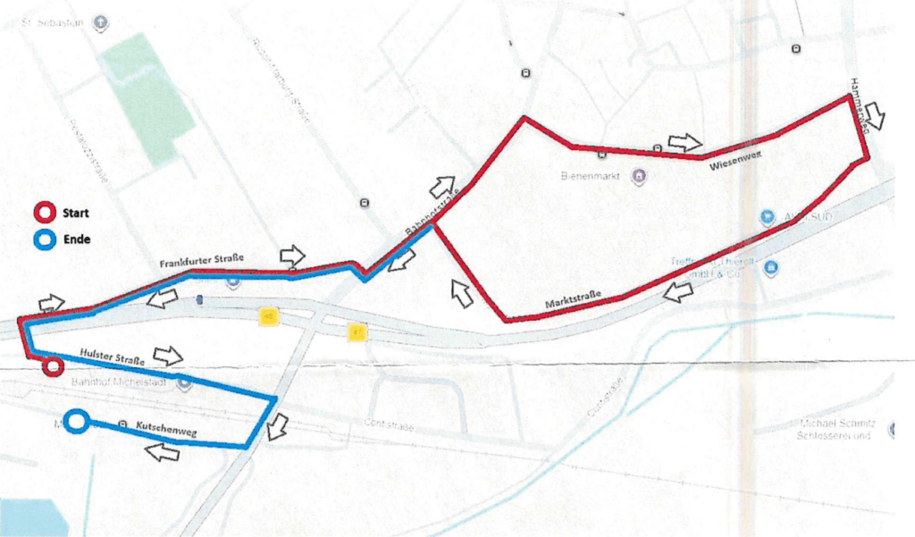 1. Odenwälder CSD in Michelstadt Darstellung der Route des CSDs