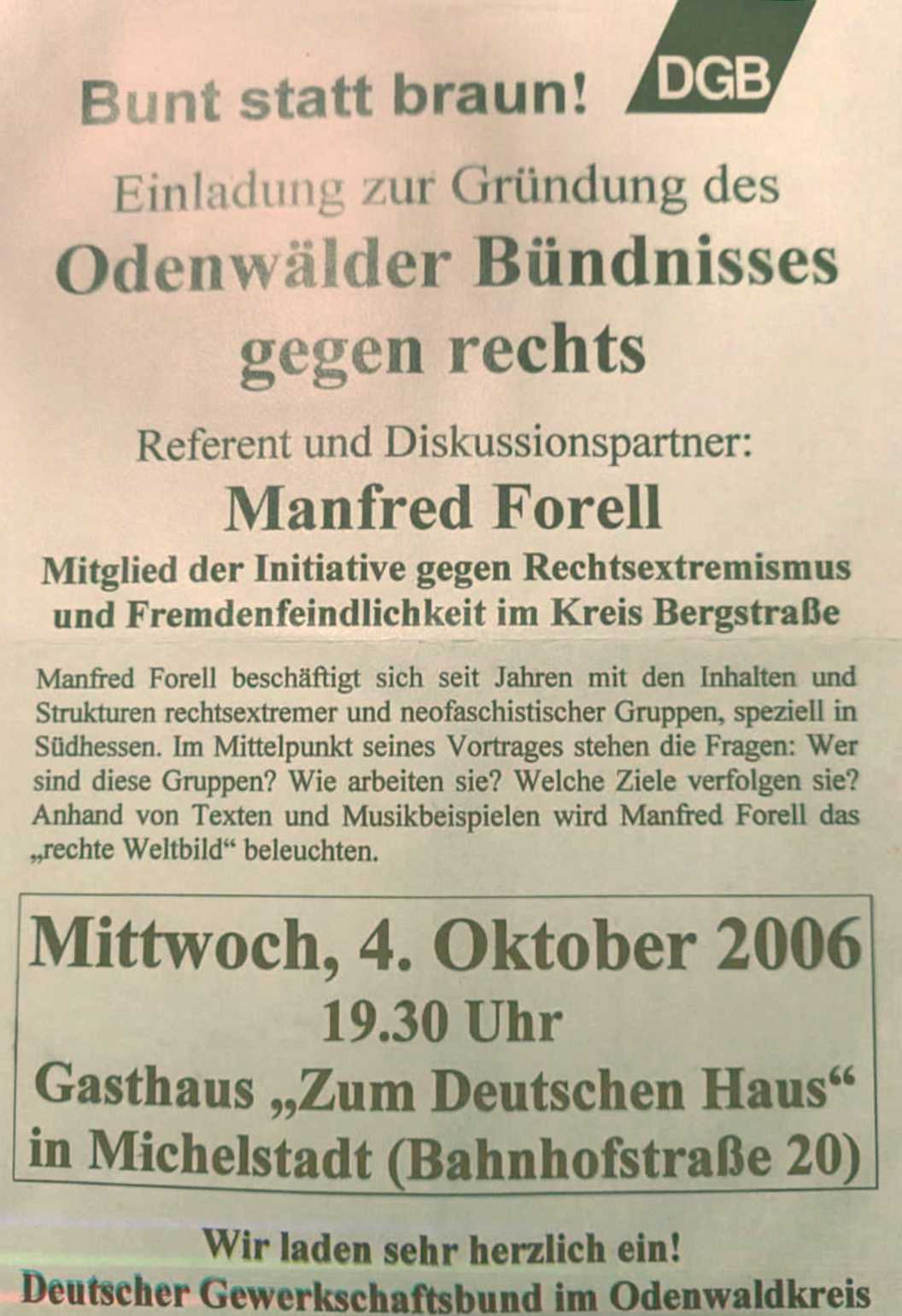 Plakat zur Gruendung von OgR